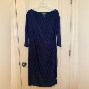 🟢 Lauren by Ralph Lauren navy wrap dress